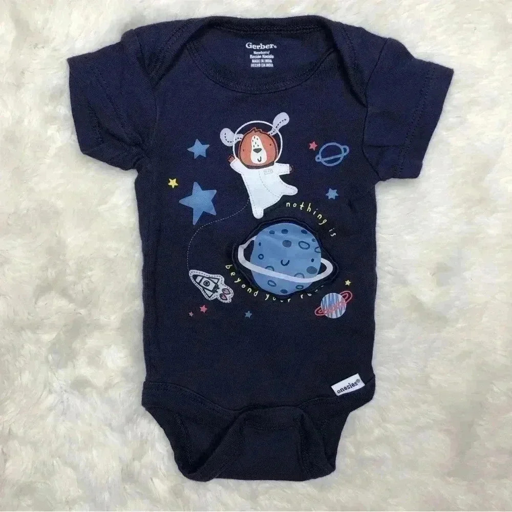 Gerber Onesie  Diaper Shirt Space Alien Blue Size Newborn